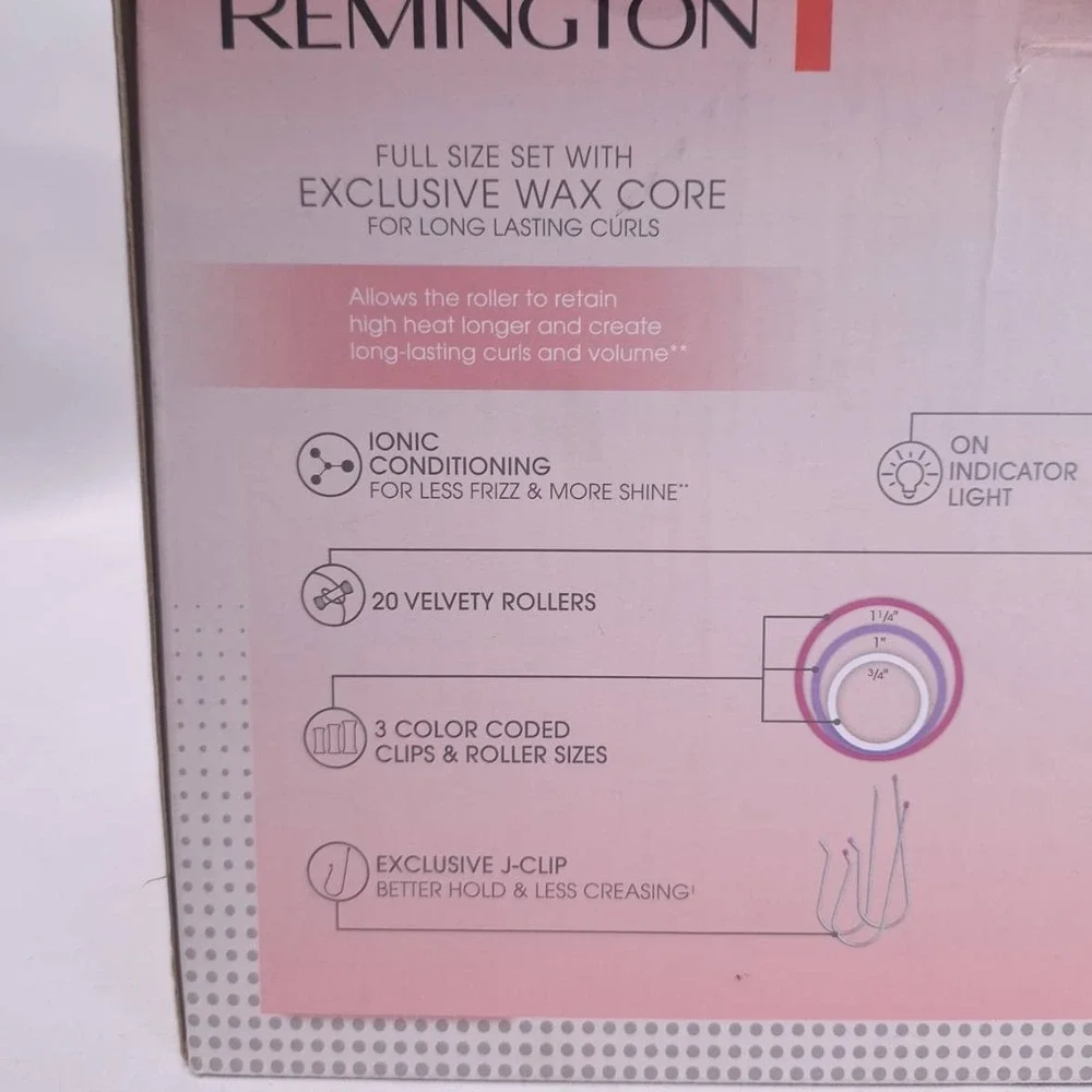 Remington Hot Rollers Full Sz Wax Core 20 Velvet Rollers Set Hair Curlers Tested